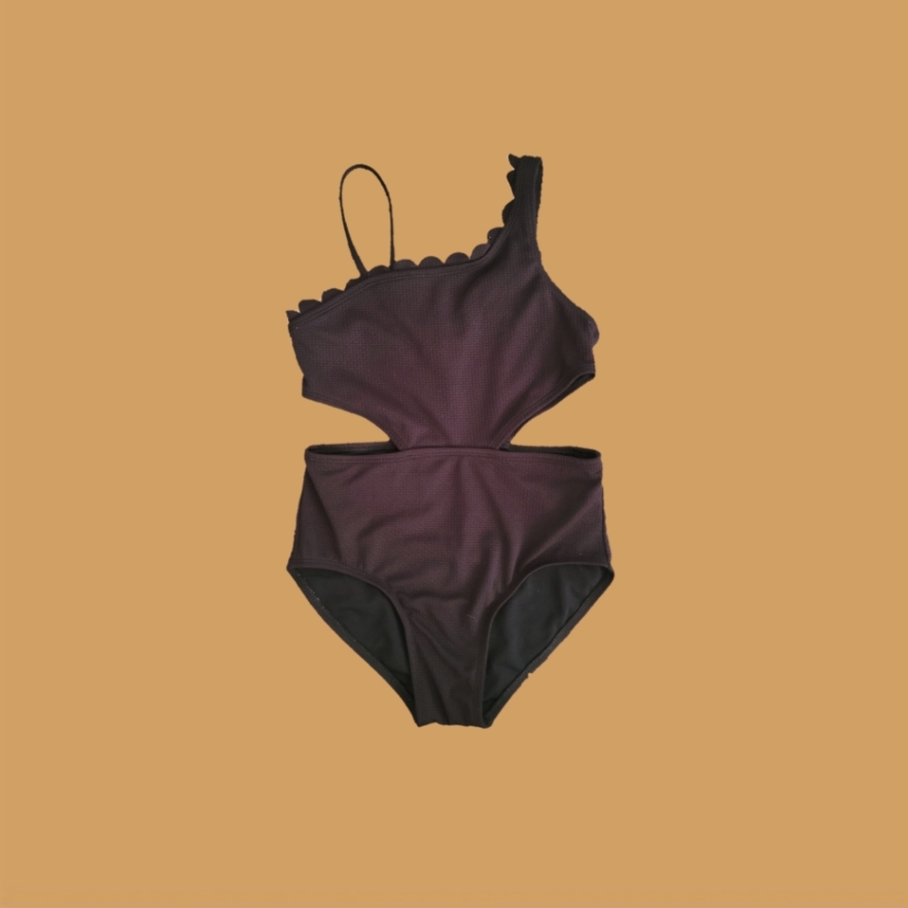 Girls' Art Class Black Scalloped Cut-Out Monokini 7/8Y